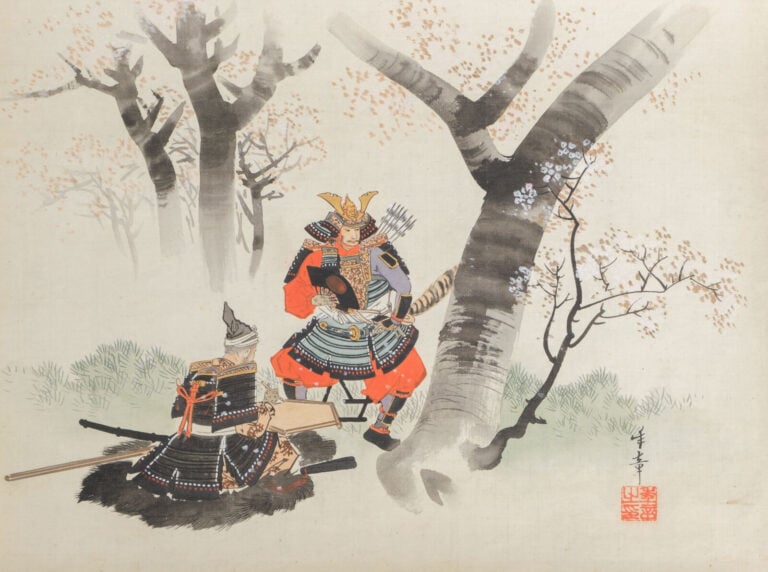 JAPON- Période Taishô (1912-1926) - PEINTURE sur papier de soie représentant le…
