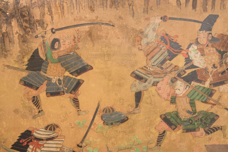 JAPON - Première moitié du XVIIIe siècle (période Edo) - PARAVENT byôbu 屏風 à si…