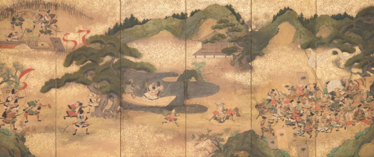 JAPON - Première moitié du XVIIIe siècle (période Edo) - PARAVENT byôbu 屏風 à si…