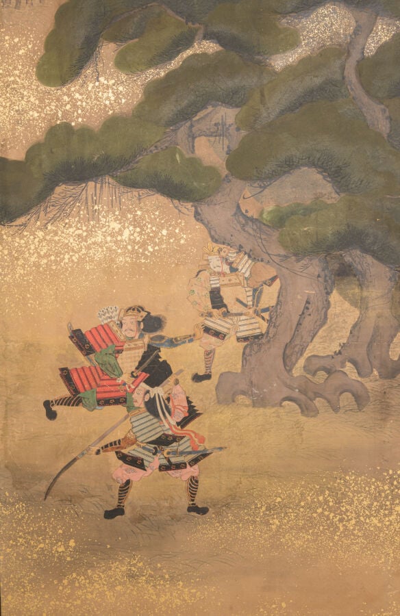 JAPON - Première moitié du XVIIIe siècle (période Edo) - PARAVENT byôbu 屏風 à si…