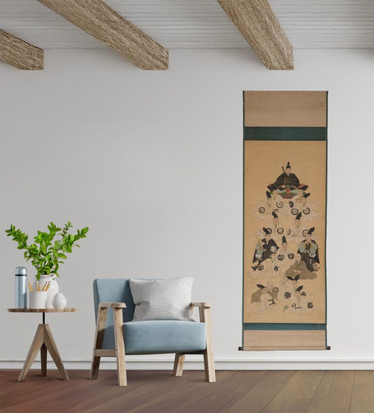 JAPON - ROULEAU suspendu kakejiku 掛け軸 à décor d'une une peinture représentant T…