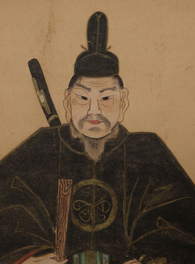 JAPON - ROULEAU suspendu kakejiku 掛け軸 à décor d'une une peinture représentant T…