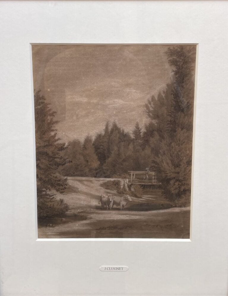 Jean CLUGNET (1819-?) - Paysage - Deux dessins au crayon - 30 x 23 cm (à vue)