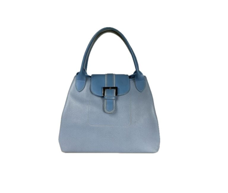 LONGCHAMP - Cabas transformable en cuir grainé et cuir lisse bleu ciel, petit r…