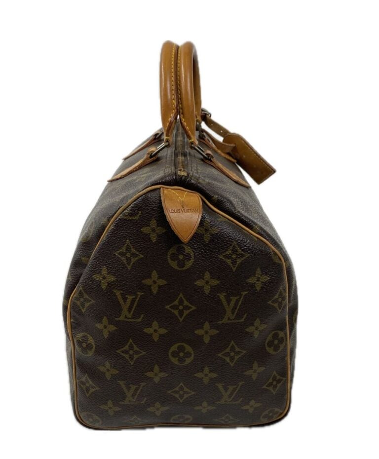 LOUIS VUITTON (1990) - Sac Speedy 35 en toile Monogram et cuir naturel, garnitu…
