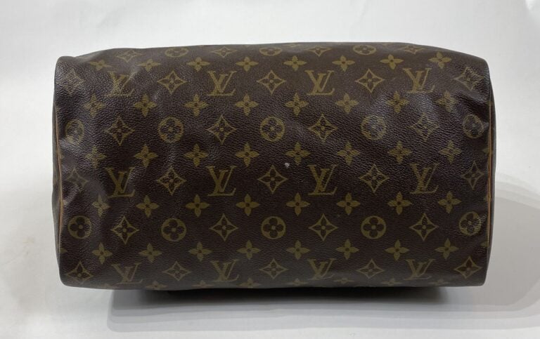 LOUIS VUITTON (1990) - Sac Speedy 35 en toile Monogram et cuir naturel, garnitu…