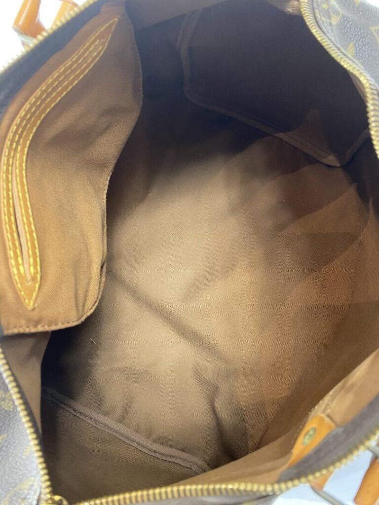 LOUIS VUITTON (1990) - Sac Speedy 35 en toile Monogram et cuir naturel, garnitu…