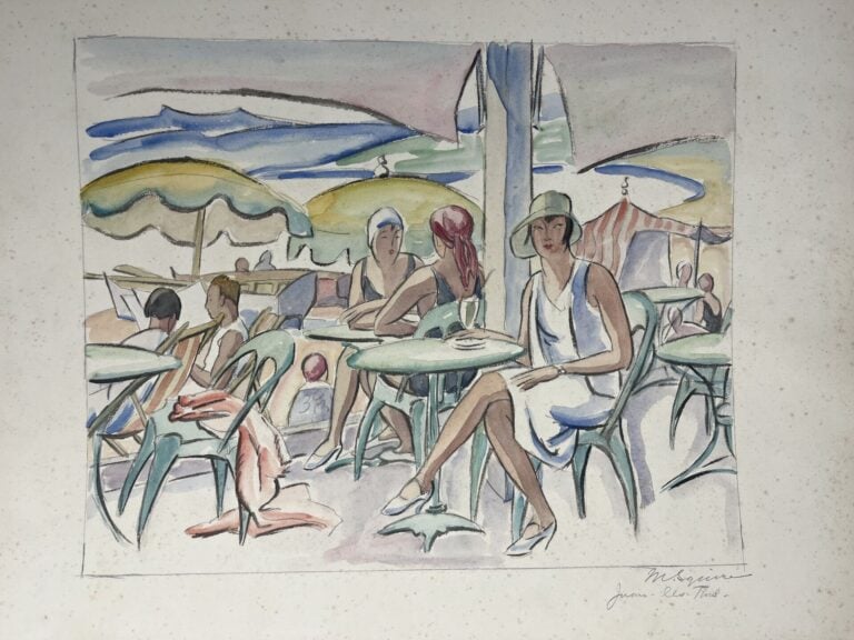 Maud Hunt Squire (américaine, 1873-1954) - Scène animée à Juan-lès-Pins - Aquar…