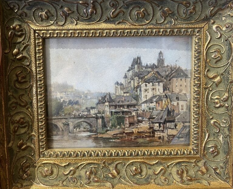 Maurice LEVIS (1860-1940) - La cité d'Uzerche - Huile sur carton - Signé à gauc…