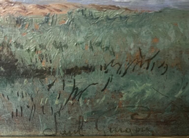 Paul GUIGOU (1834-1871) - Le mont Sainte-Victoire - Huile sur panneau - Signé e…