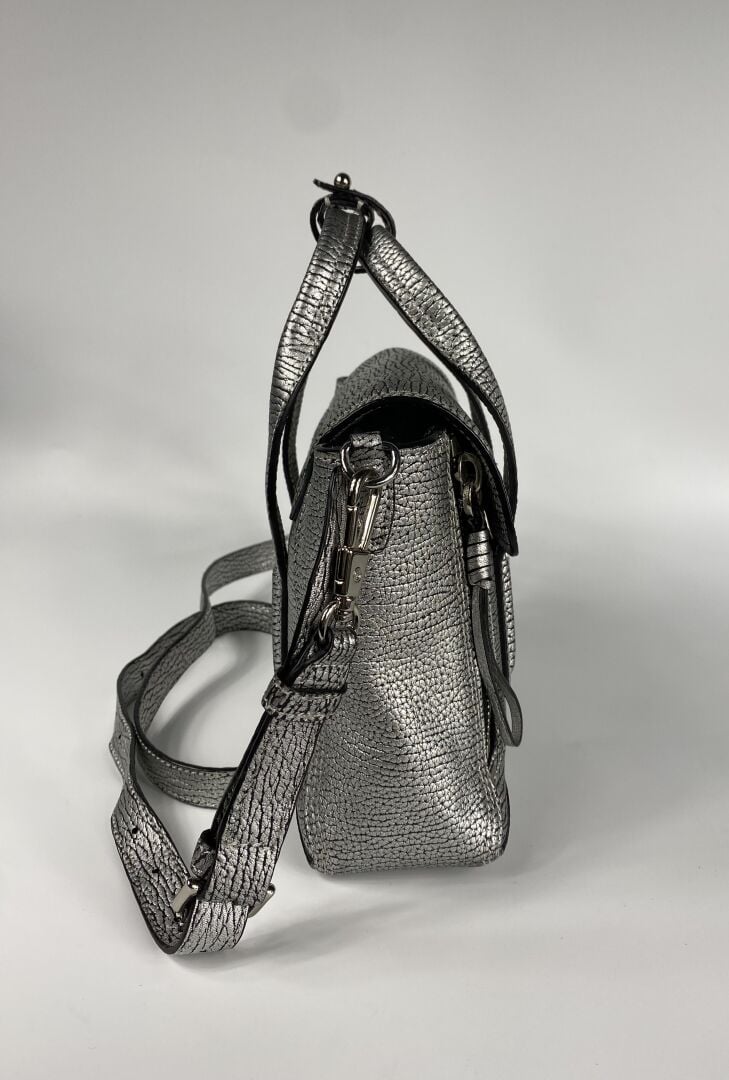 PHILLIP LIM - Sac « Pashli » en cuir argenté, double poignée, bandoulière amovi…