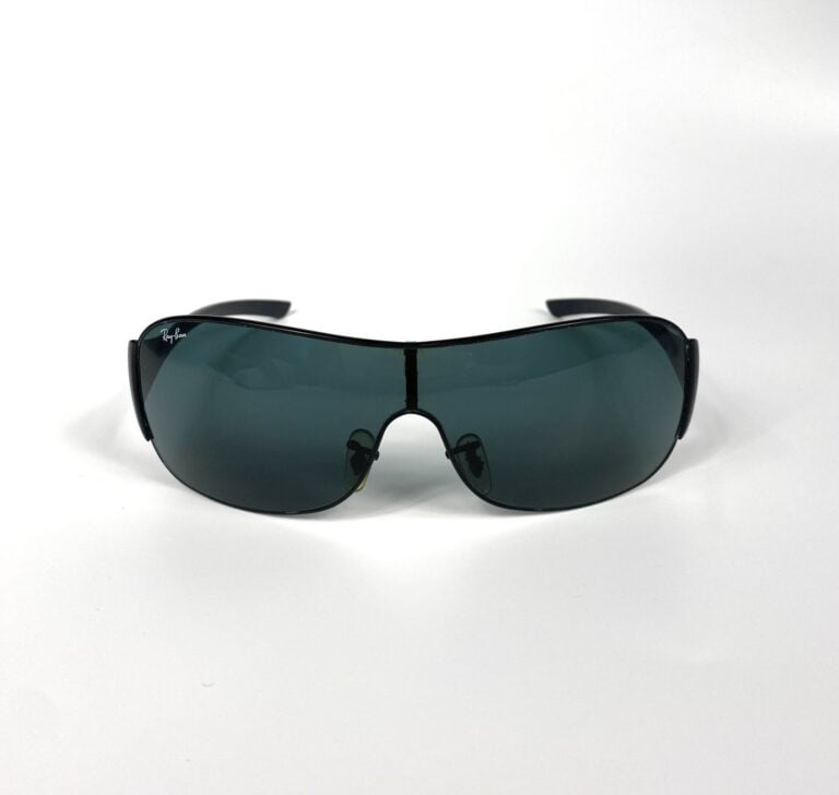 RAYBAN - Lunettes de soleil masque noir, monture en métal noir. - Bon état (ray…