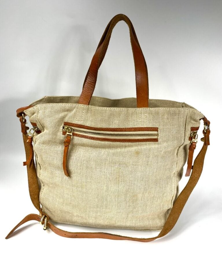 ZADIG & VOLTAIRE - Sac cabas en lin et cuir naturel, double poignée et bandouli…