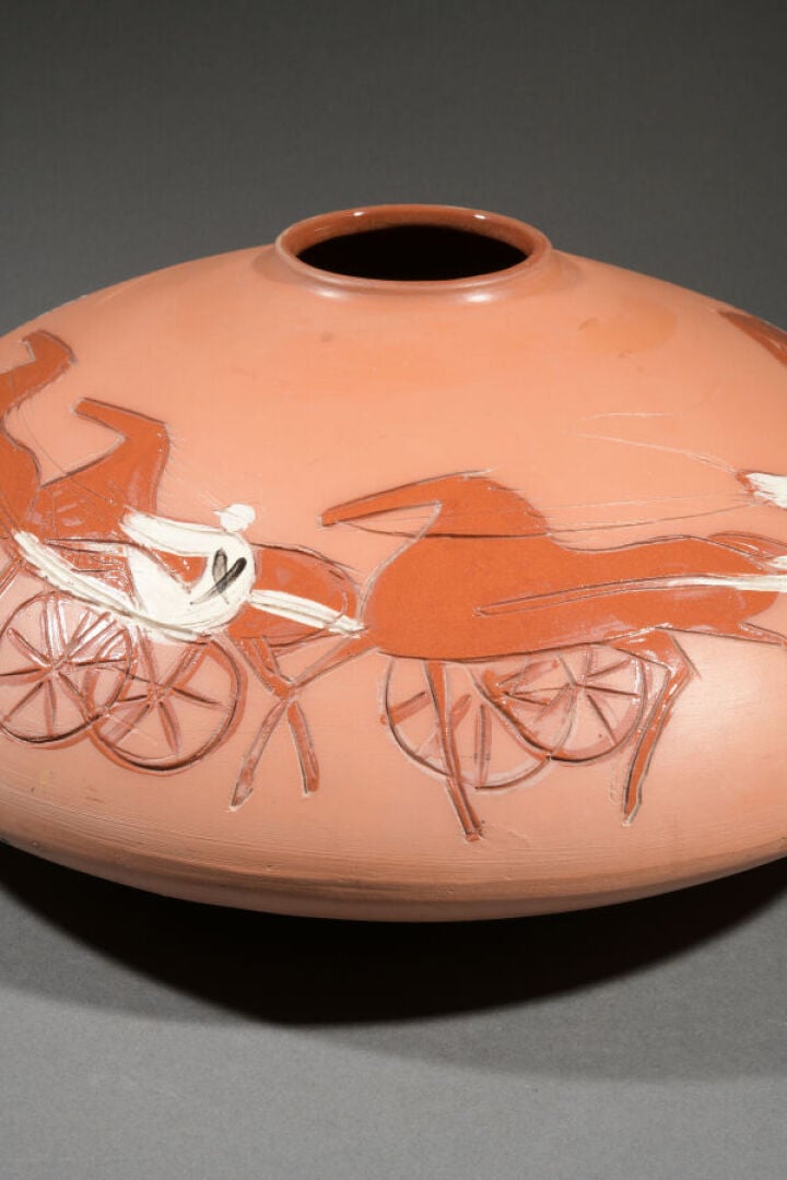 André BRASILIER (Né en 1929) - Les Sulkys - Vase de forme renflée à petit col o…