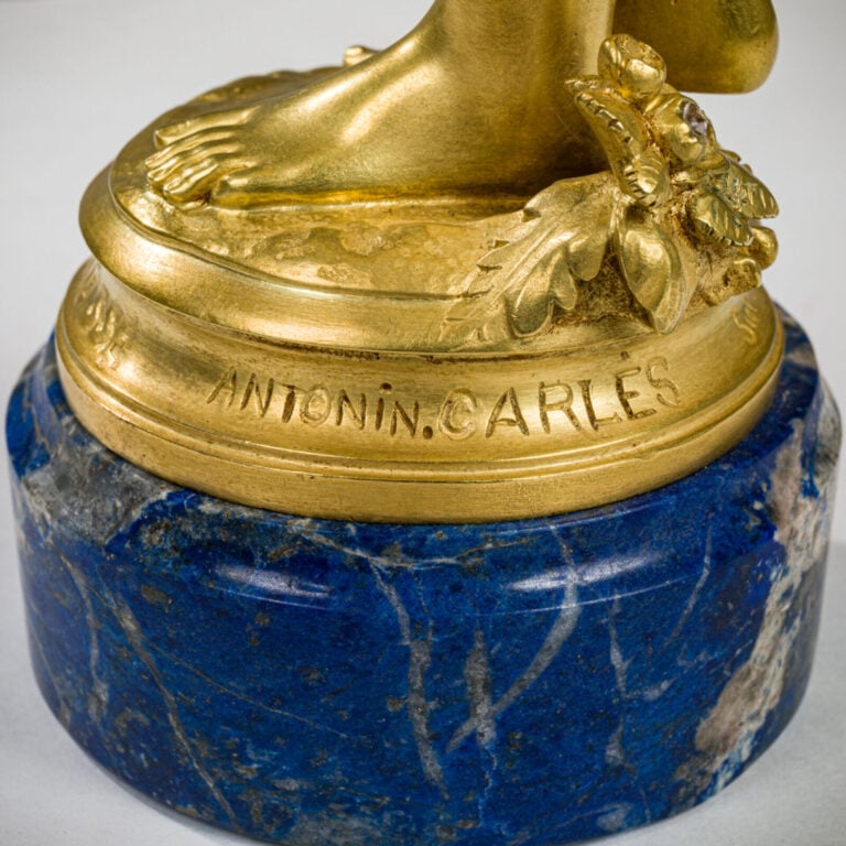 ANTONIN CARLES (1851-1919) - La jeunesse - Sculpture en bronze doré - Base en o…