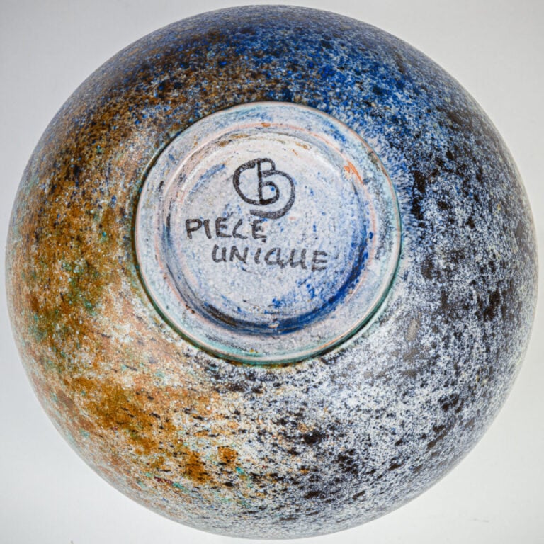 BERNARD BUFAS POUR LA GRANGE AUX POTIERS - Vase boule en céramique émaillée pol…