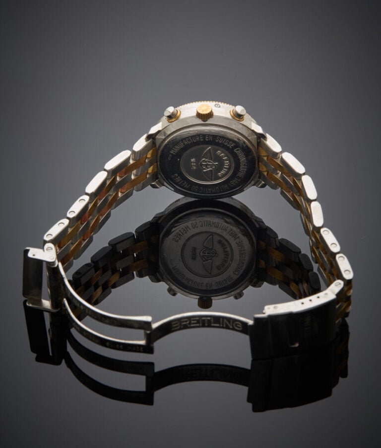 BREITLING - - BRACELET MONTRE ronde en acier partiellement doré, chronographe,…