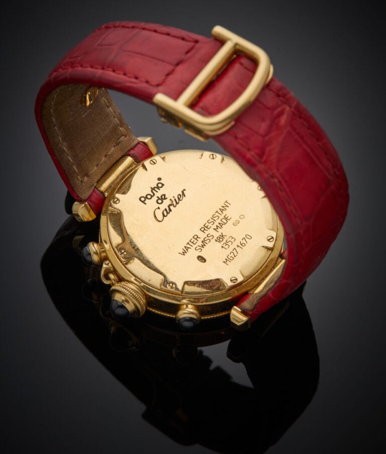 CARTIER - - BRACELET MONTRE ronde, chronographe, modèle "Pasha" en or jaune (75…