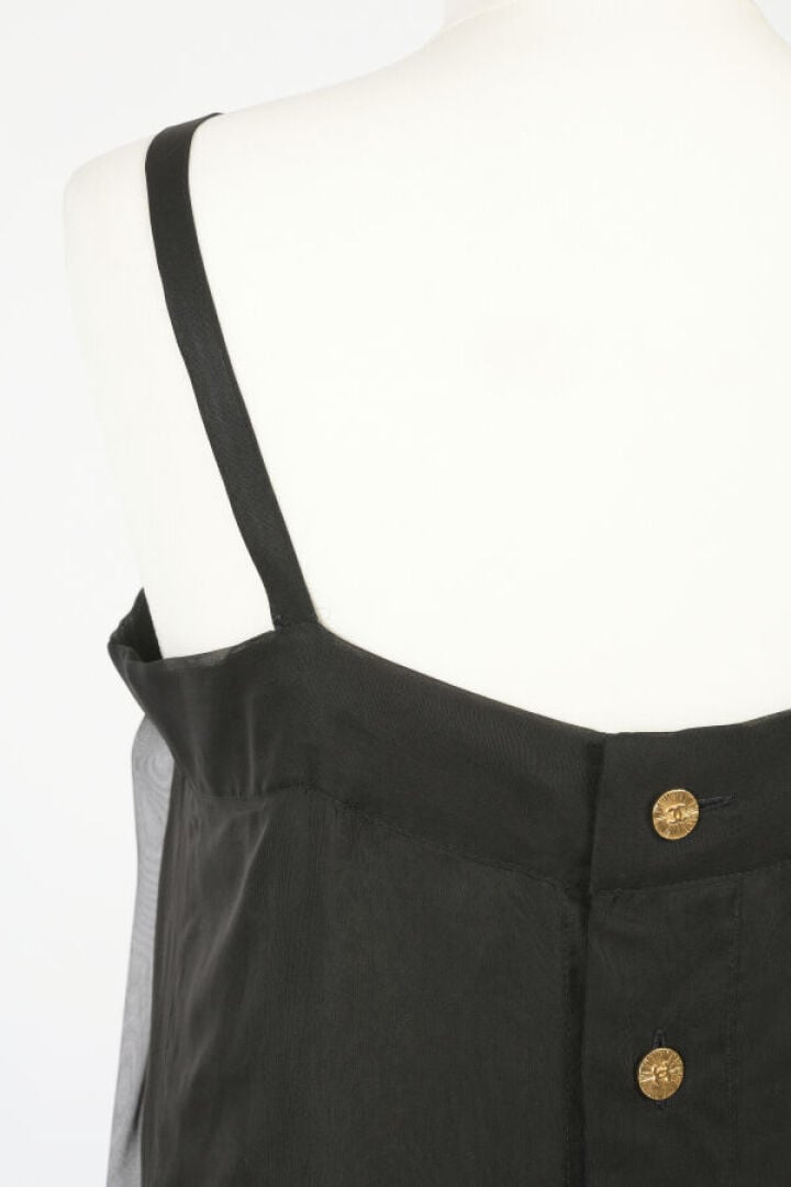 CHANEL BOUTIQUE (Printemps-Été 1989) - Robe du soir en organza noir, haut pliss…