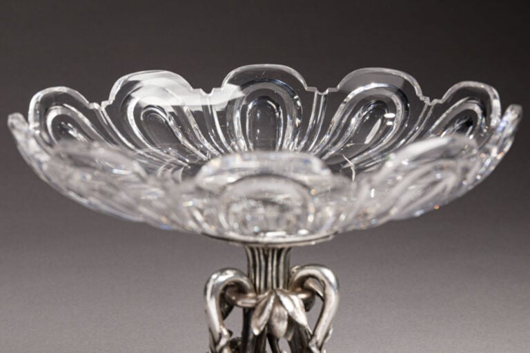 CHRISTOFLE - Paire de coupes en cristal de BACCARAT taillé côtes plates et bron…