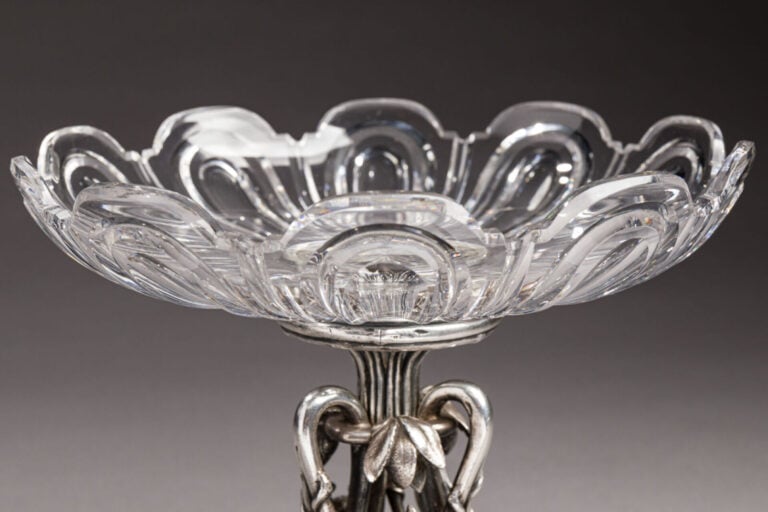 CHRISTOFLE - Paire de coupes en cristal de BACCARAT taillé côtes plates et bron…