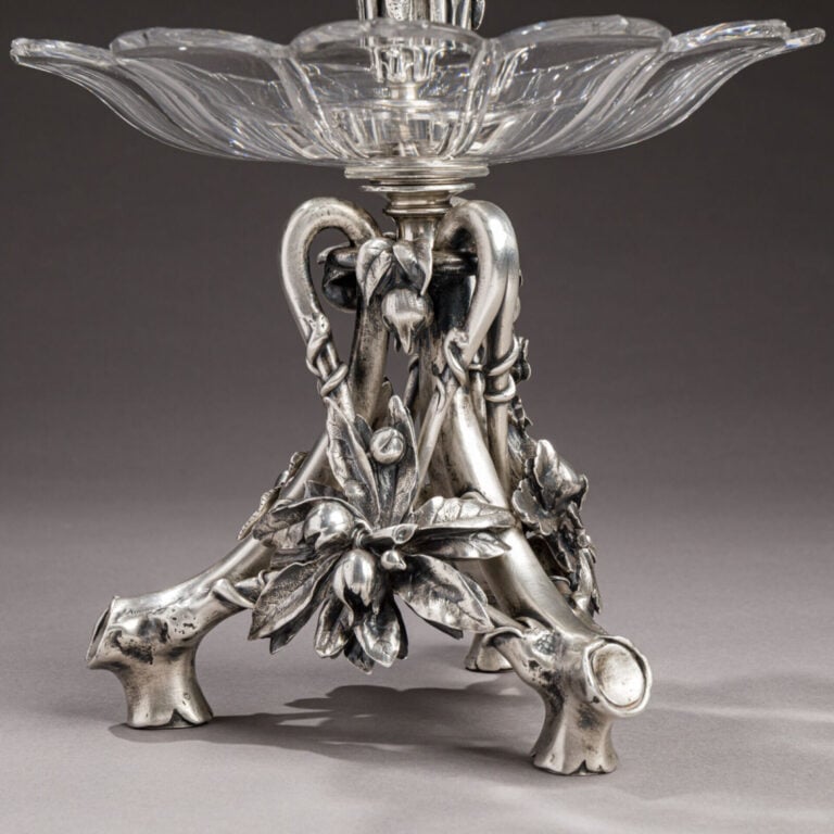 CHRISTOFLE - Rare et important centre de table en cristal de BACCARAT et bronze…