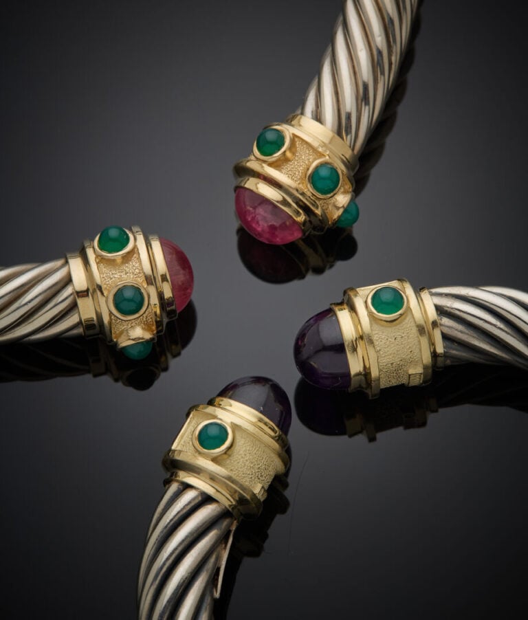 David YURMAN - - DEMI-PARURE collection "Cable", en argent (min. 800‰) et or ja…