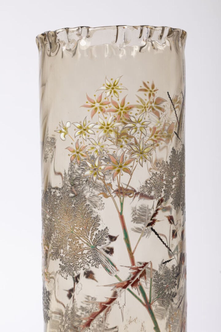 ÉMILE GALLE (1846-1904) - Rare et important vase à large corps tubulaire à base…