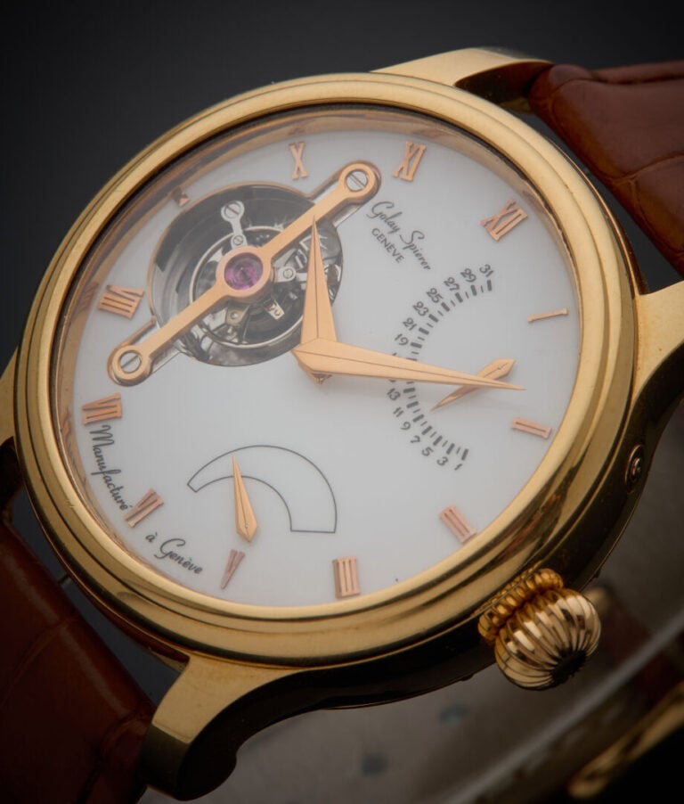 GOLAY SPIERER - - BRACELET MONTRE "Tourbillon" ronde "La Salles" en or jaune (7…