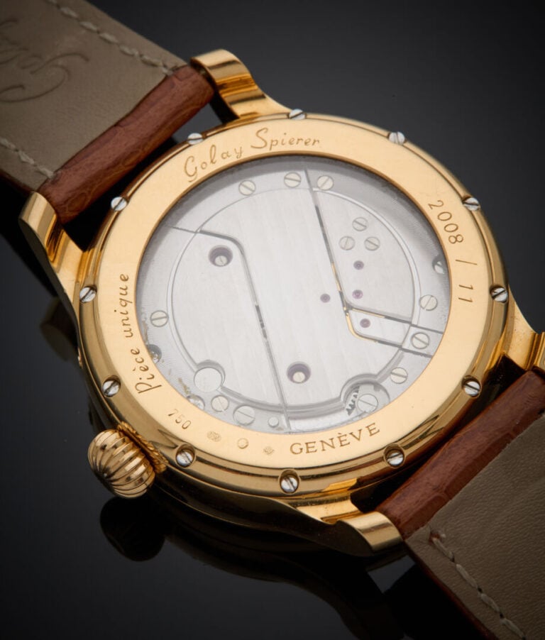 GOLAY SPIERER - - BRACELET MONTRE "Tourbillon" ronde "La Salles" en or jaune (7…
