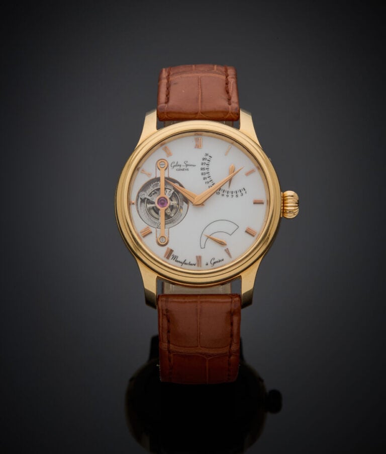 GOLAY SPIERER - - BRACELET MONTRE "Tourbillon" ronde "La Salles" en or jaune (7…