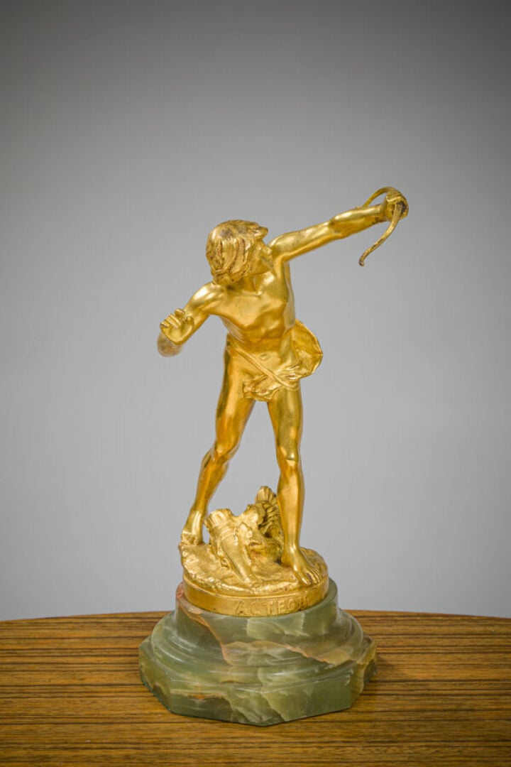 HENRI ÉMILE LAPORTE (1841-1919) - Actéon - Sculpture en bronze doré - Signée et…
