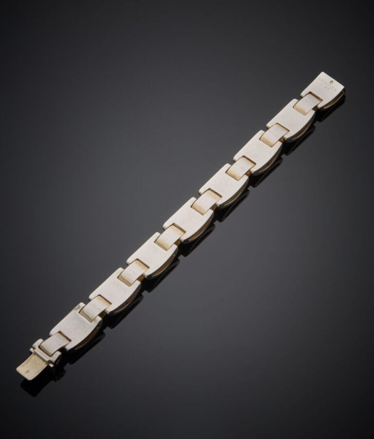 HERMES - - Bracelet "Luna Park" en argent (925‰) formé de maillons bombés artic…