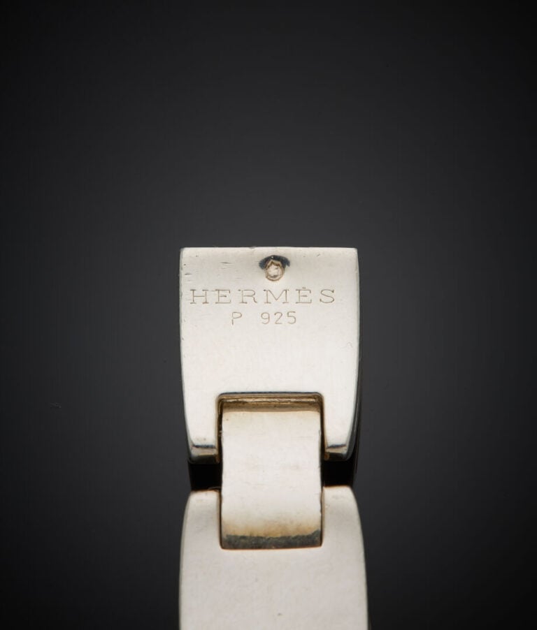 HERMES - - Bracelet "Luna Park" en argent (925‰) formé de maillons bombés artic…