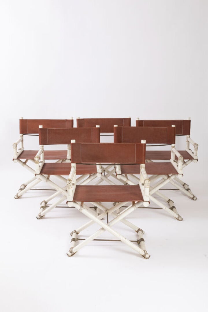 JOHN MCGUIRE - (1920-2013) - Suite de six fauteuils à structure tubulaire en ba…