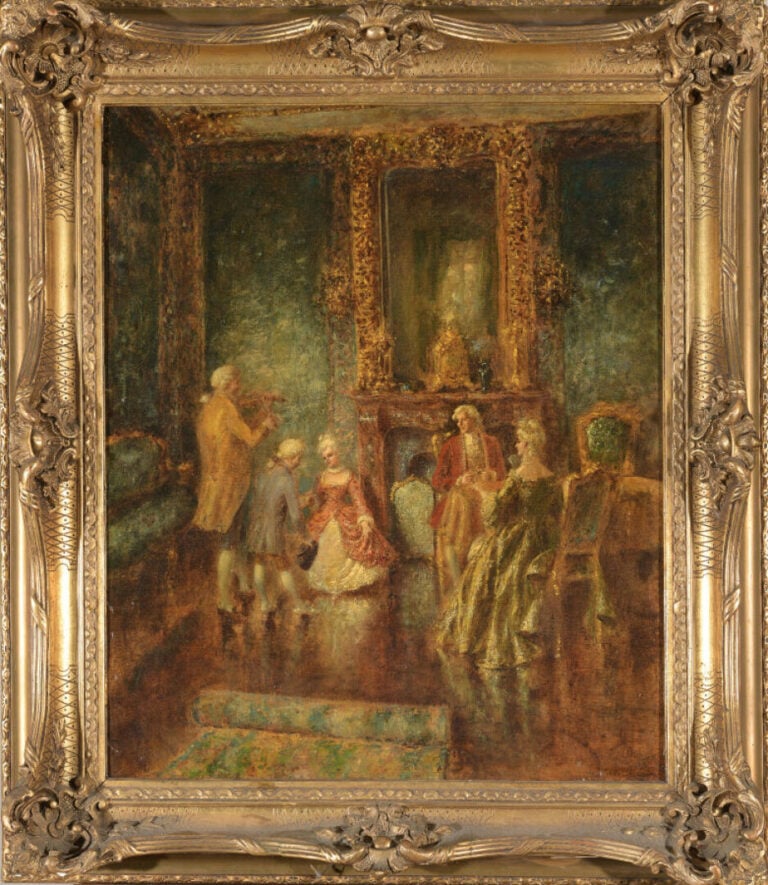 Juan PABLO SALINAS y TERUEL (1871-1946) - La leçon de danse - Huile sur toile,…