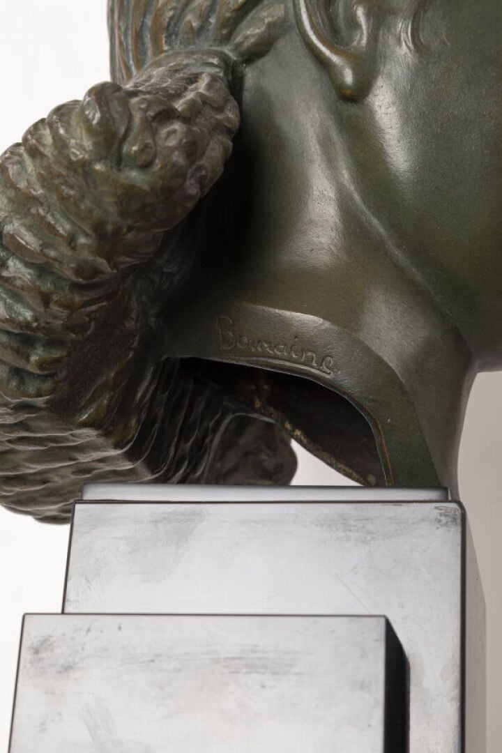 MARCEL BOURAINE (1886-1948) ET - ETLING PARIS - Sculpture en bronze à patine ve…