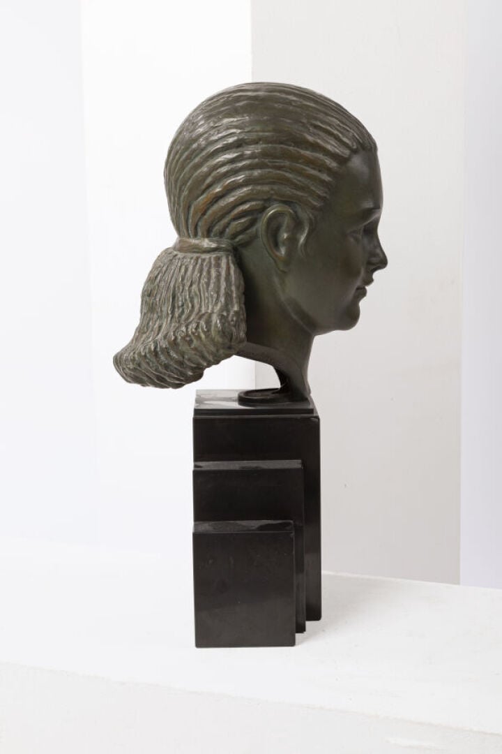 MARCEL BOURAINE (1886-1948) ET - ETLING PARIS - Sculpture en bronze à patine ve…