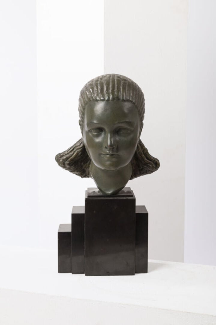 MARCEL BOURAINE (1886-1948) ET - ETLING PARIS - Sculpture en bronze à patine ve…