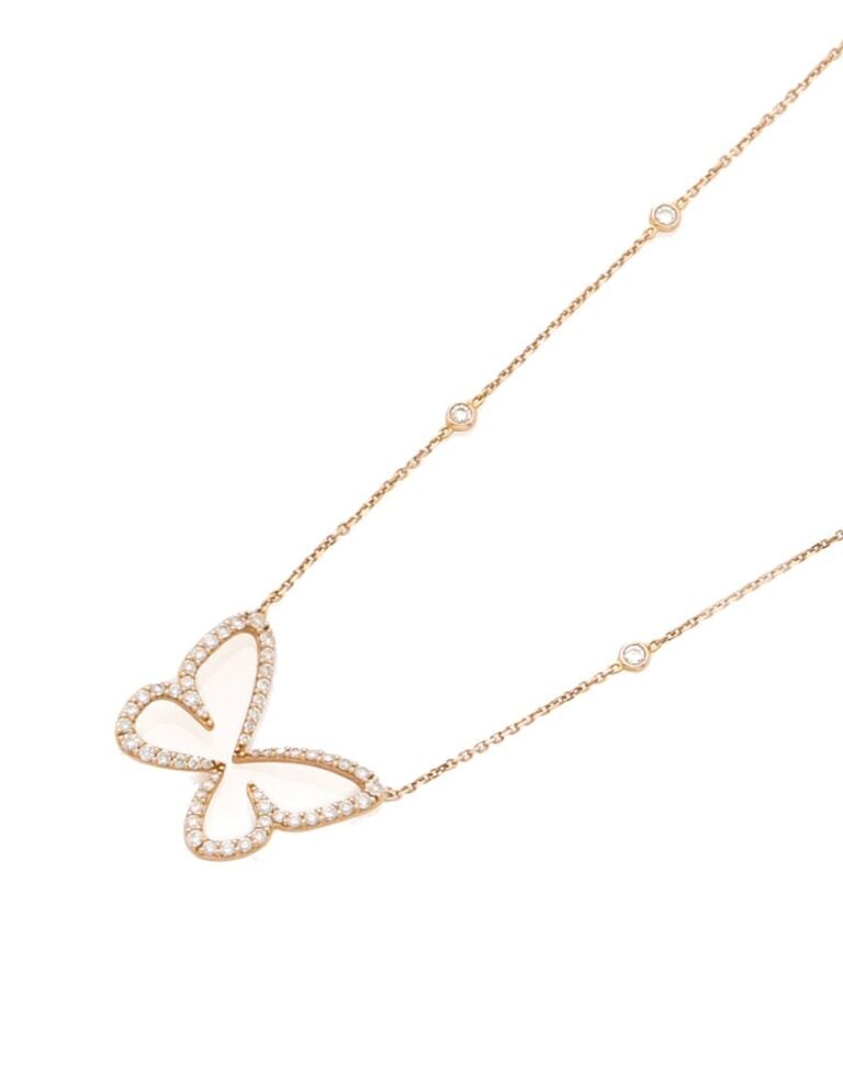 MESSIKA - - COLLIER « Butterfly » en or rose (750), centré d'un motif de papill…