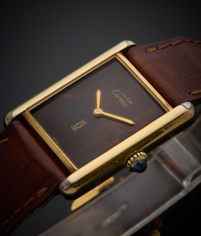 Must de CARTIER - - BRACELET MONTRE rectangulaire de dame, modèle" Tank" en ver…