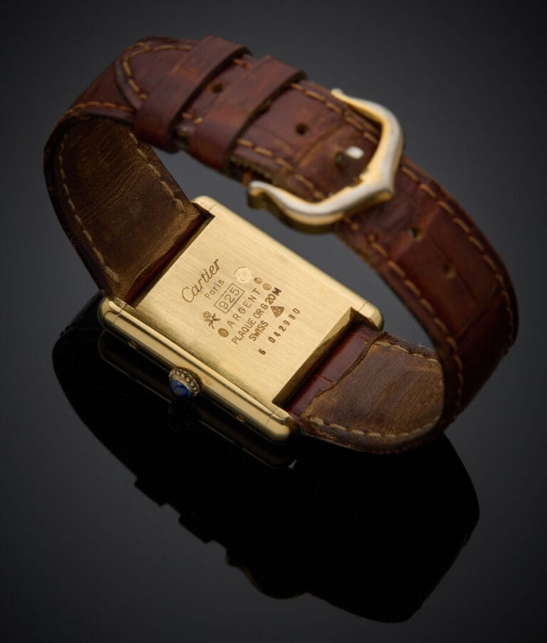 Must de CARTIER - - BRACELET MONTRE rectangulaire de dame, modèle" Tank" en ver…