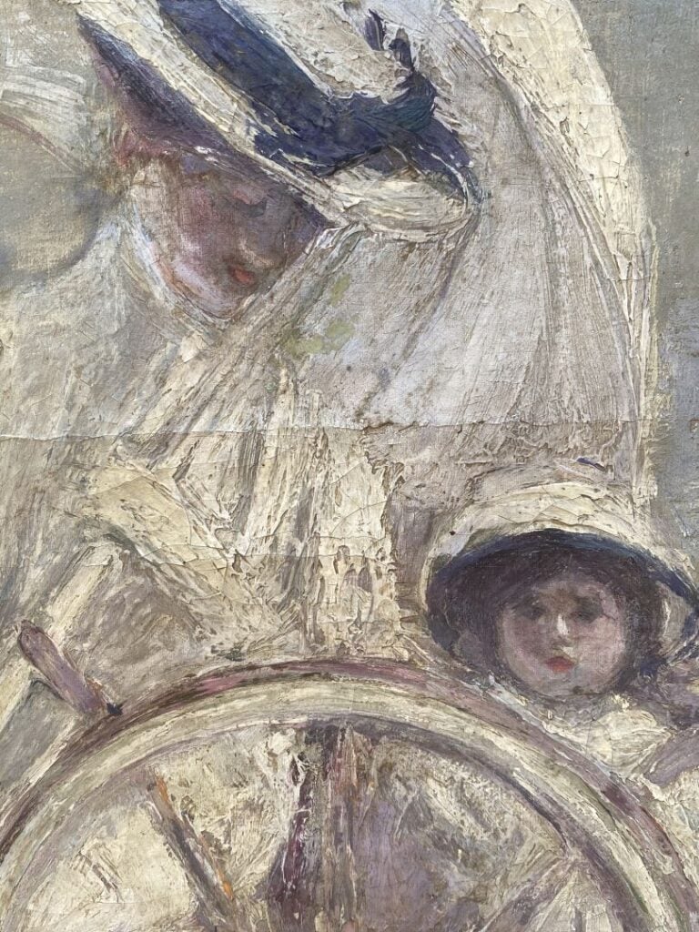 Paul César HELLEU (1859-1927) - Mère et sa fillette - Huile sur toile - Annotée…
