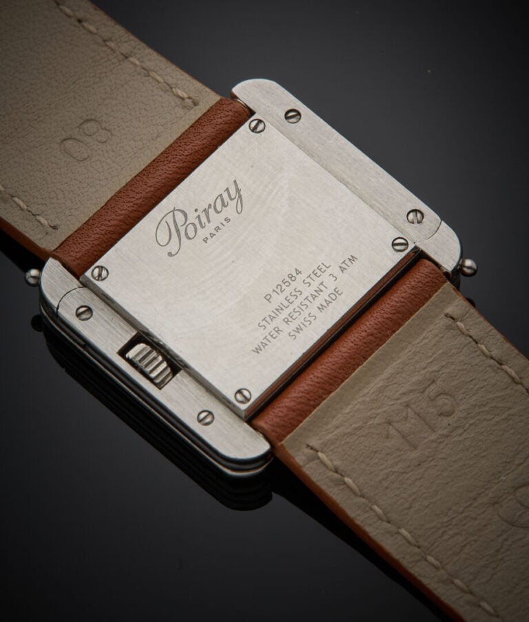 POIRAY - - BRACELET MONTRE rectangulaire de dame "Ma Première" en acier. Lunett…