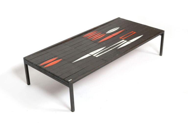 Roger CAPRON (1922-2006) - Table basse modèle " Navette " à plateau rectangulai…