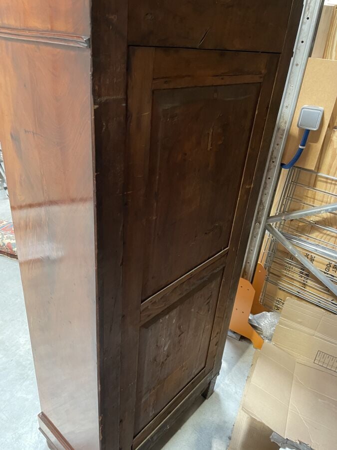 Armoire étroite en acajou et placage d'acajou ouvrant par une porte pleine à dé…