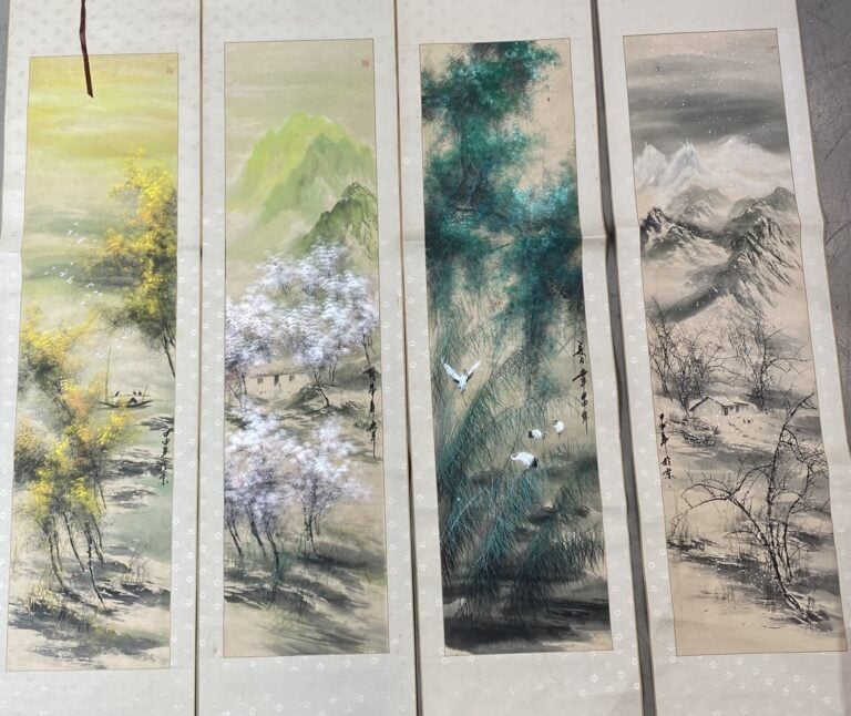 Chine - Les quatre saisons - Ensemble de quatre kakemonos