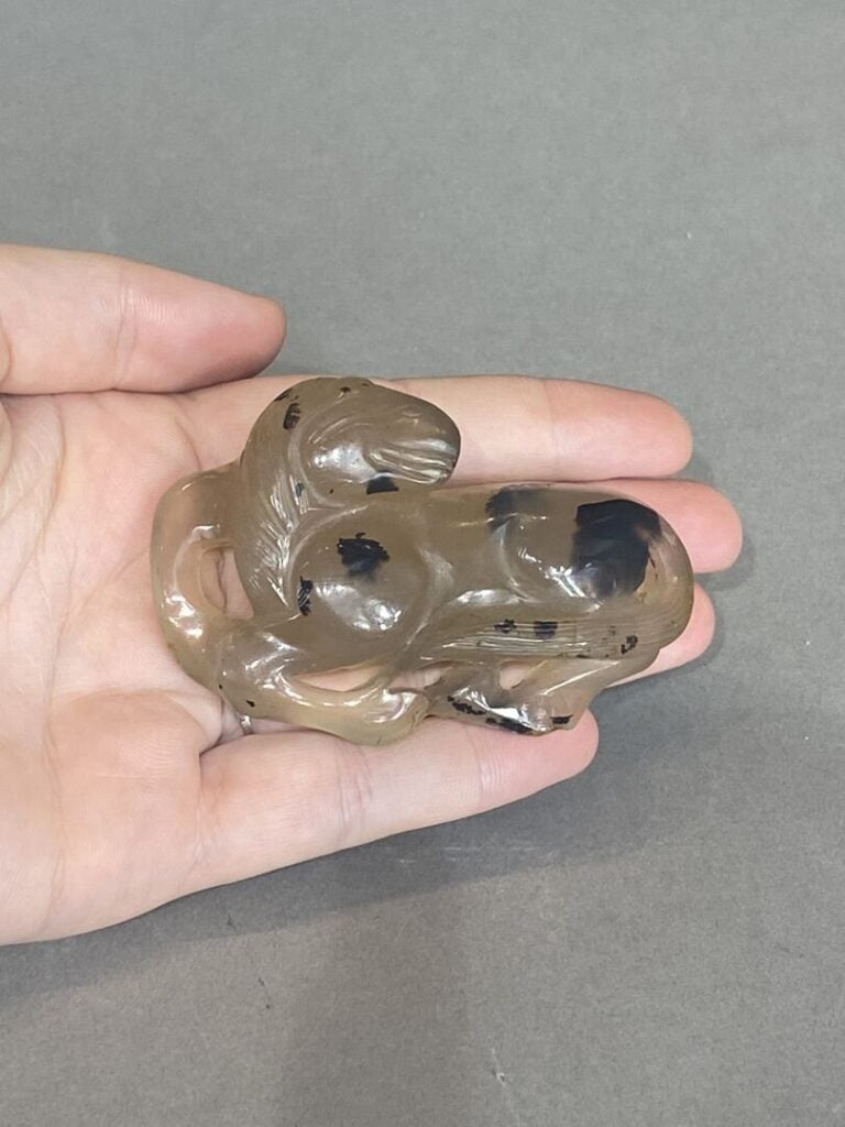 Chine - Sujet en agate mousse figurant un cheval