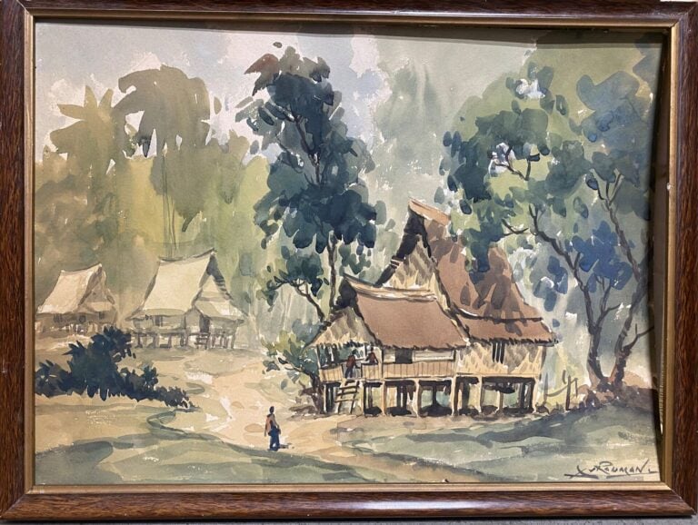 Ecole du XXe siècle - Deux aquarelles sur papier resprésentant pour l'une deux…