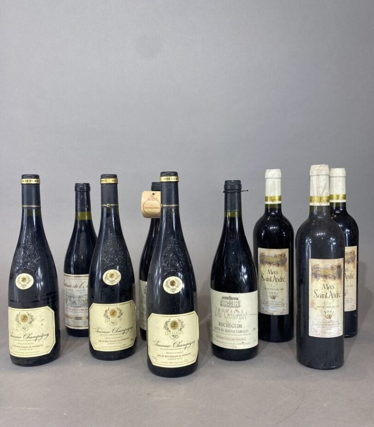 Ensemble de bouteilles de vins comprenant : - - Mas Saint André, Vin de pays du…